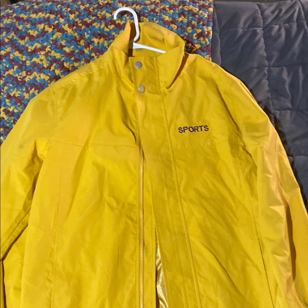 SHEIN Yellow Windbreaker Jacket Lightweight Zip-Up